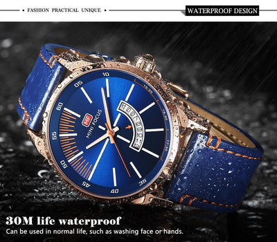 Elegant Black Quartz Men's Watch with Leather Strap