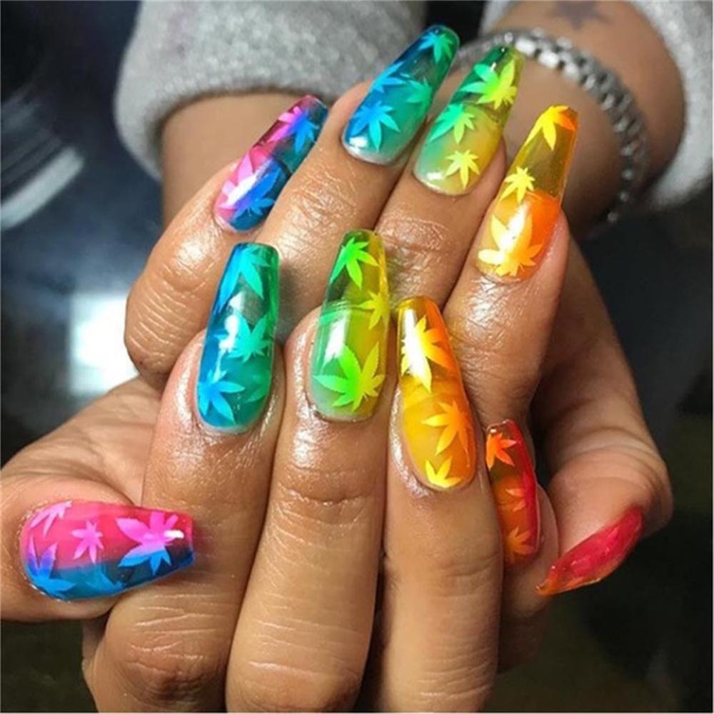 Mixed Acrylic Nail Art Stickers - Unique Leaf Designs