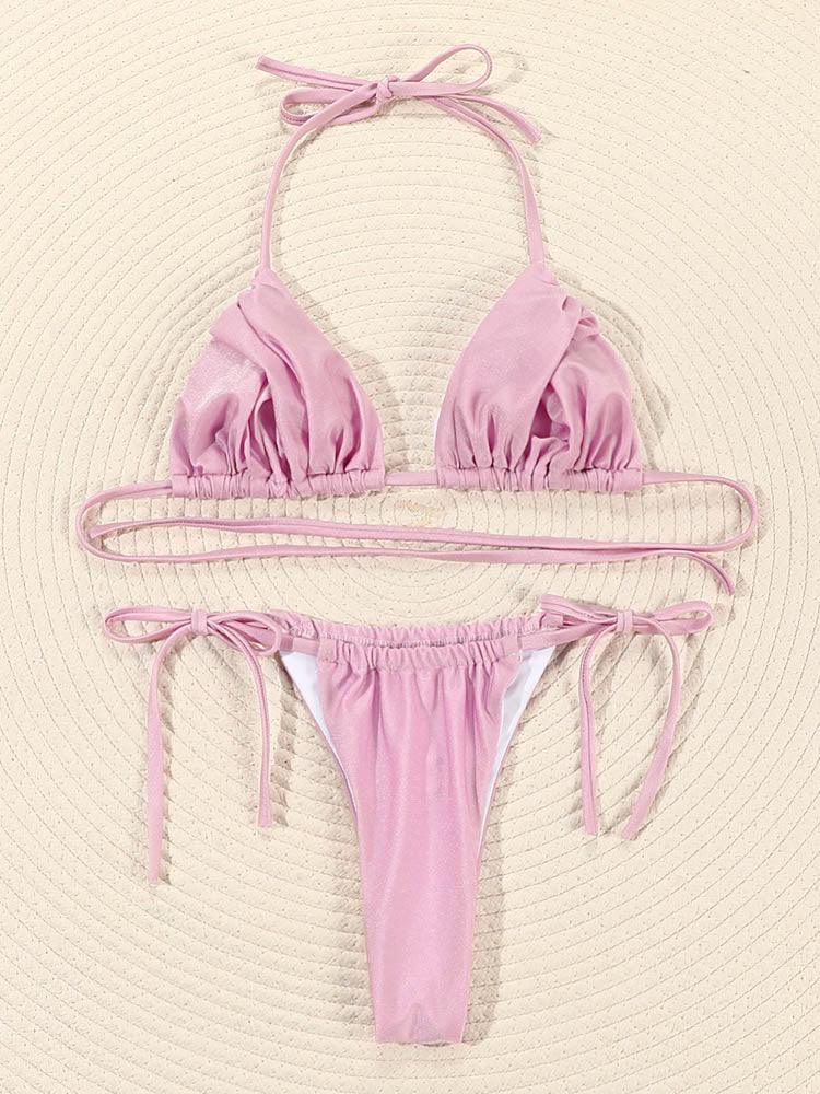 Vintage Print Handwork Bikini Set with Ruffles