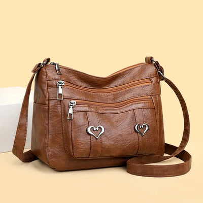 PU Leather Multi-Pockets Crossbody Bag - Korvel