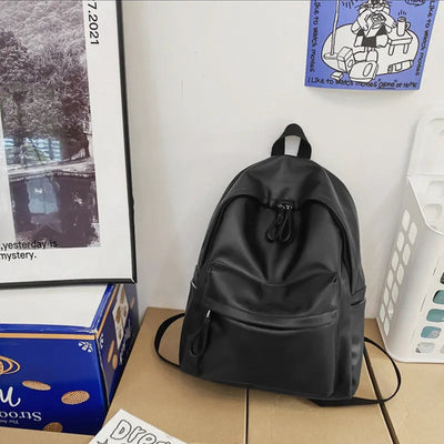 PU Leather Zip Backpack Bag - Korvel