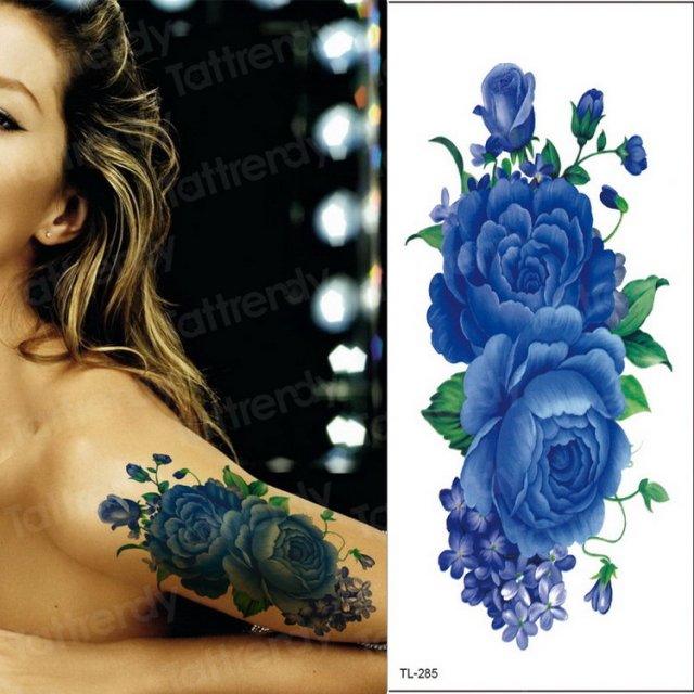 Tatouages Temporaires Fleurs 3D Pourpres - Autocollants de Corps de Luxe