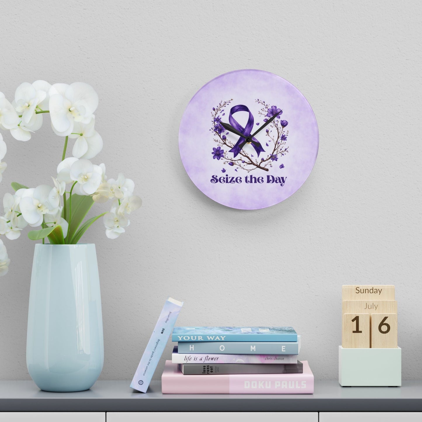 Horloge murale Purple Seize the Day