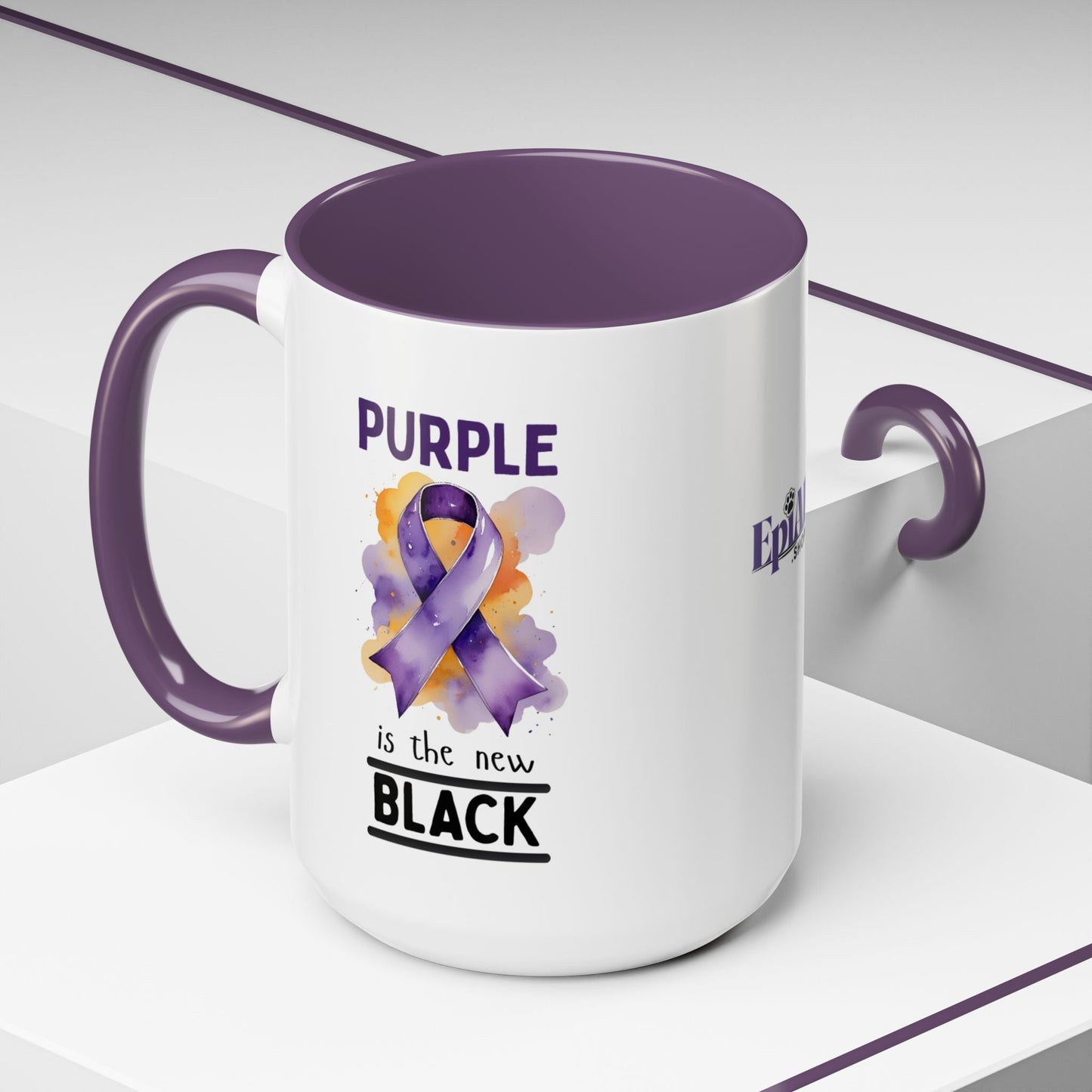 Taza de Café con Acento de Cinta Púrpura