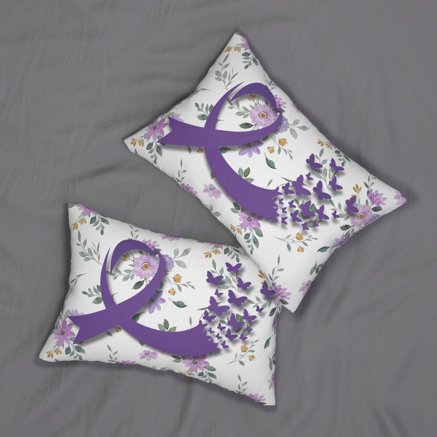 Coussin lombaire en polyester filé avec ruban violet