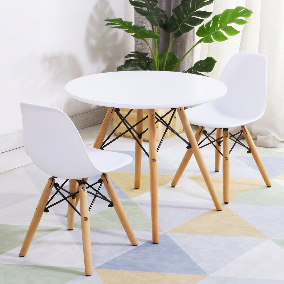 Juego de Mesa de Comedor Moderno para Niños con 2 Sillas Sin Brazos