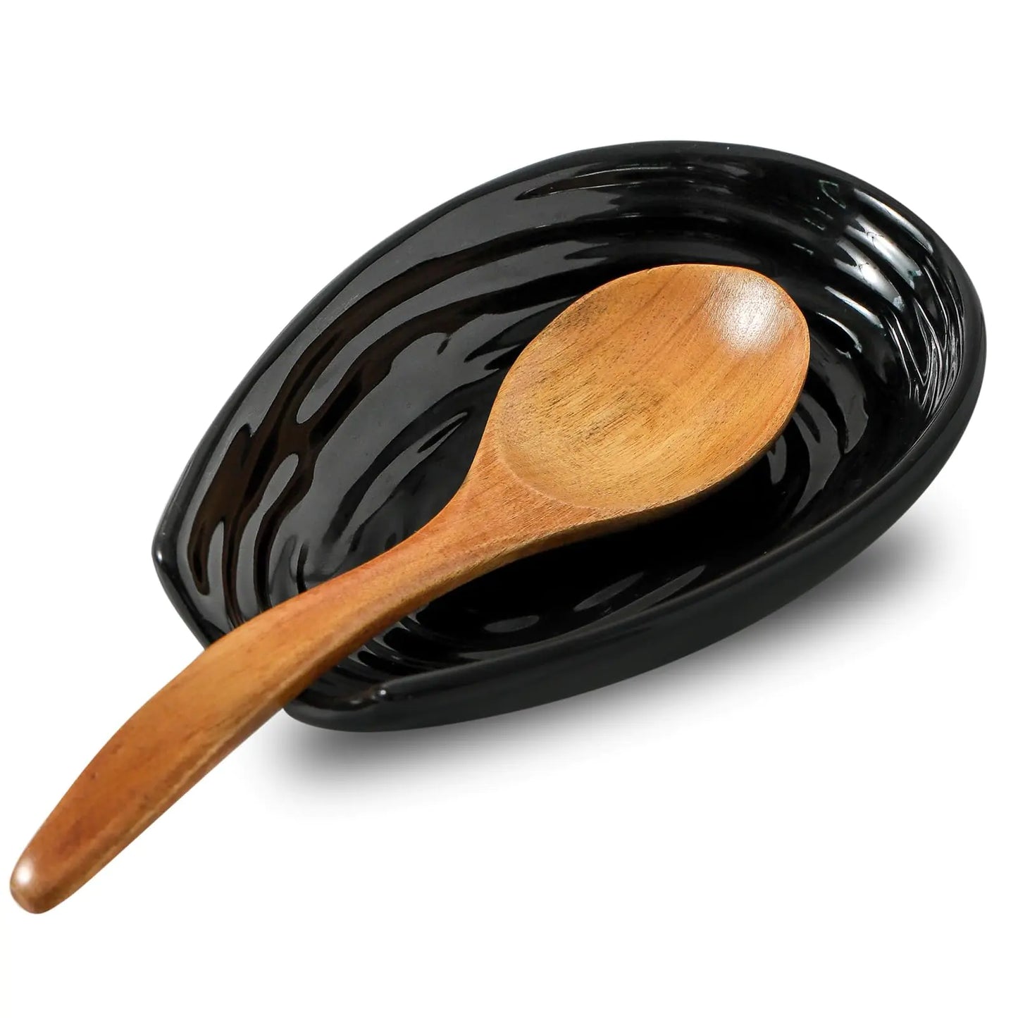 Repose-cuillère en céramique Tikooere - Support élégant pour ustensiles de cuisine (Noir)