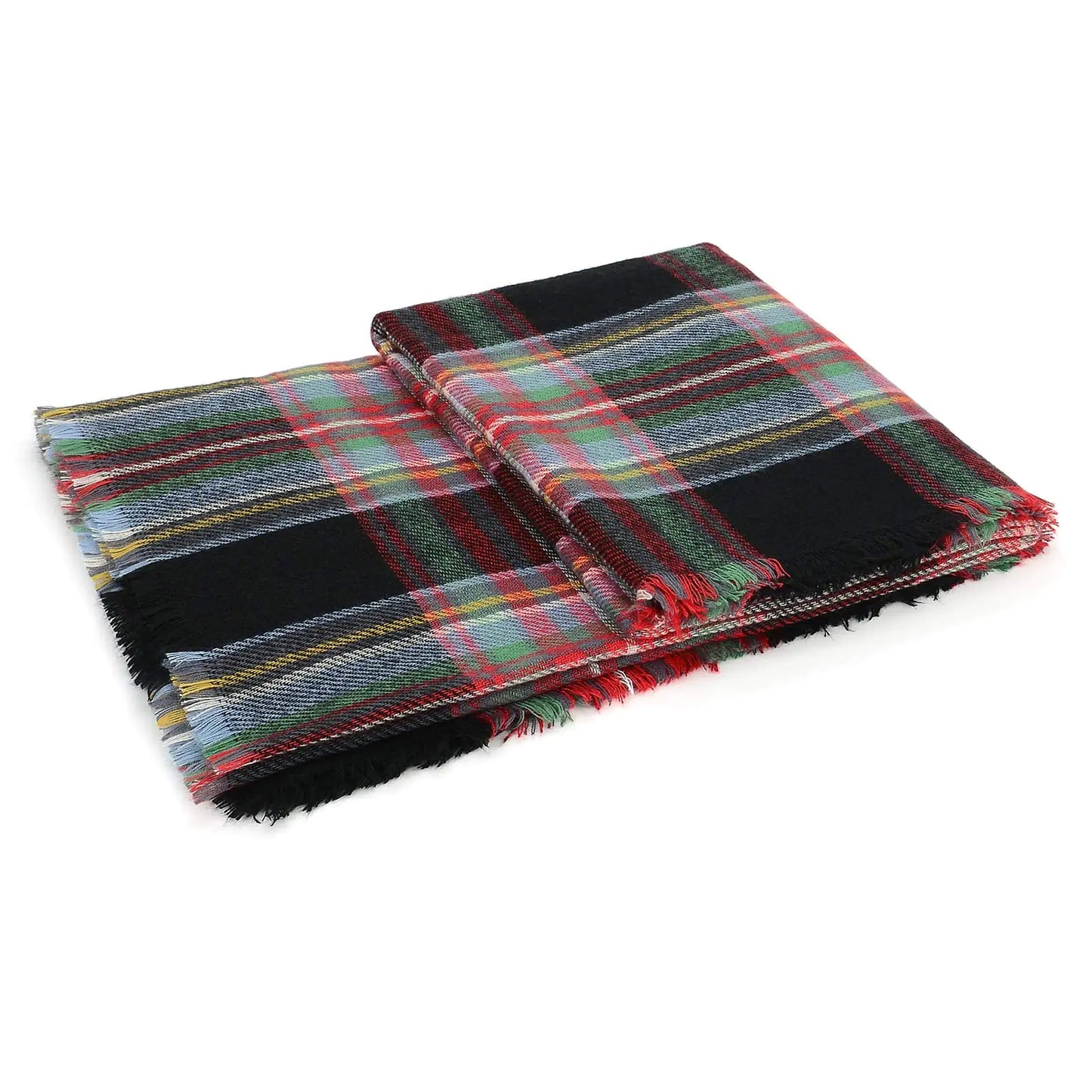 Bufanda con flecos de cuadros para mujer American Trends - Rojo y Negro