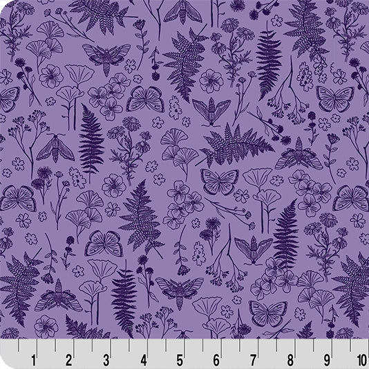 Tissu de Cuddle de Quilting Faegrove à Fleurs Murmurantes Pourpre au Yard