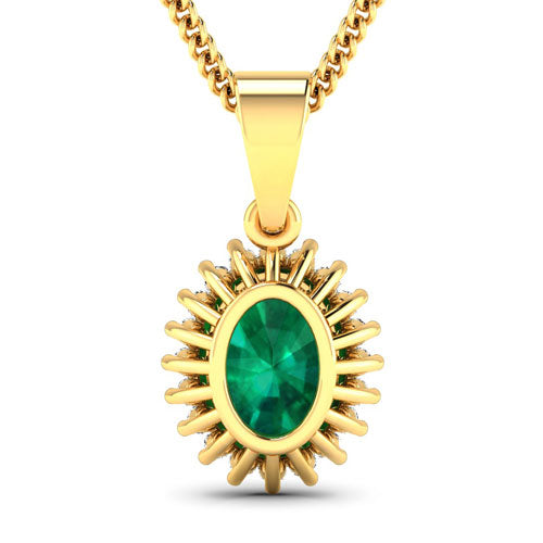Colgante de Esmeralda Zambiana y Diamante Blanco de 1.13 Quilates