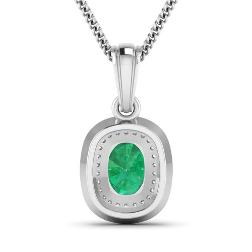 Pendentif en or blanc 14K avec émeraude zambienne et diamants de 1,50 carat