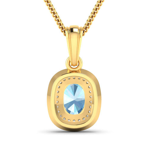 Colgante de Acuamarina y Diamante de 1.35 Quilates en Oro Amarillo de 14K