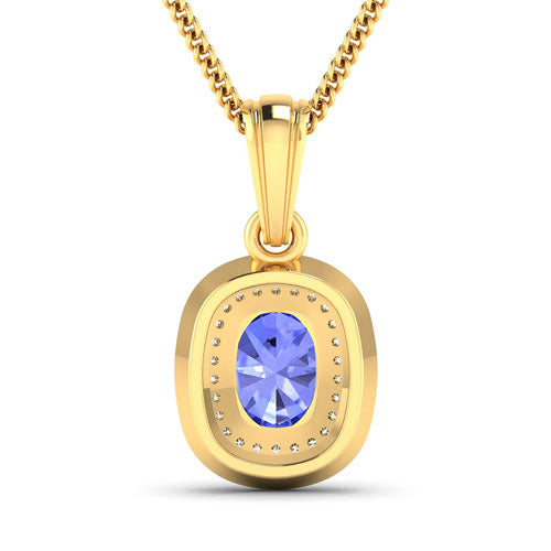 Pendentif en Tanzanite et Diamant de 1,45 Carat en Or 14K