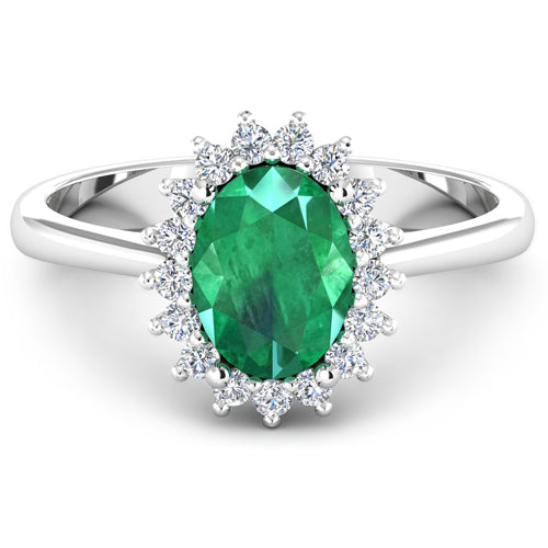 Anillo de Esmeralda Zambiana de 1.87 Quilates y Diamante Blanco en Oro Blanco de 14K