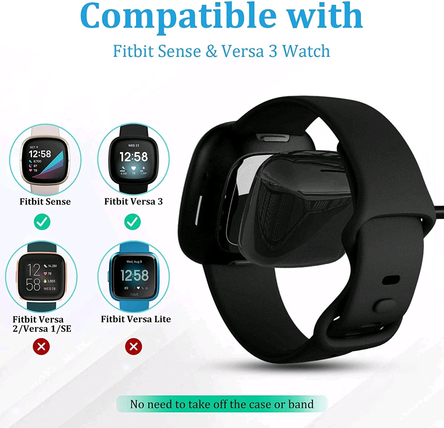 Chargeur sans fil premium pour Fitbit Sense et Versa 3