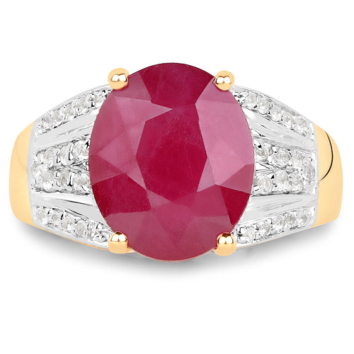 14K Yellow Gold Plated Ruby and White Topaz Ring