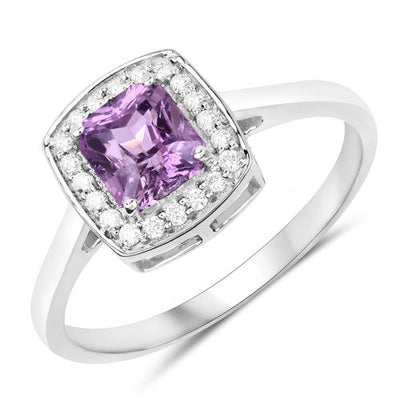 Anillo de Zafiro Rosa Púrpura y Diamante Blanco de 1.32 Quilates