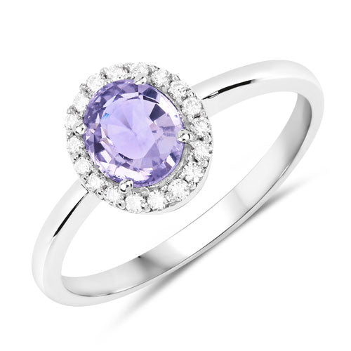1.15 Carat Pink Sapphire & Diamond 14K White Gold Engagement Ring