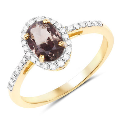 1.68 Carat Brownish Pink Sapphire & Diamond 14K Gold Engagement Ring