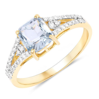 1.62 Carat Greenish Blue Sapphire & Diamond 14K Gold Engagement Ring