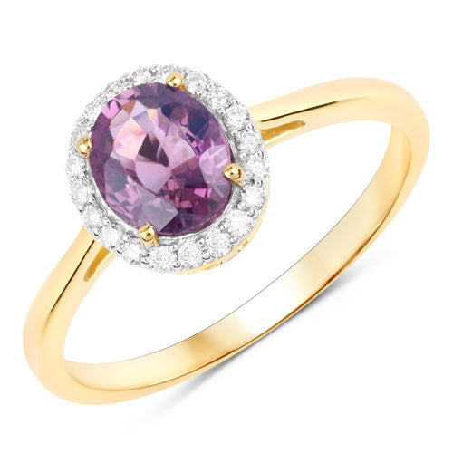 Anillo de 14K de Zafiro Rosa Púrpura y Diamante de 1.26 Quilates