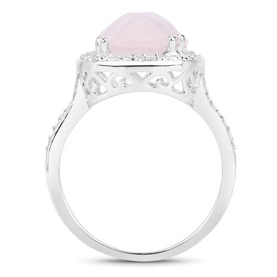 Bague en argent sterling de 5,80 carats en quartz rose véritable