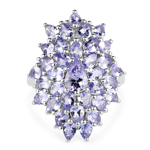 5.27 Carat Genuine Tanzanite Sterling Silver Engagement Ring