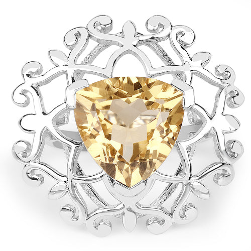 Anillo de Compromiso de Plata Esterlina con Citrino de 5.71 Quilates