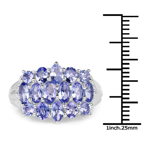 3.08 Carat Genuine Tanzanite Sterling Silver Engagement Ring