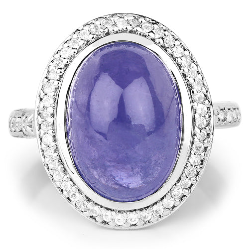 8.26 Carat Genuine Tanzanite & White Topaz Sterling Silver Ring