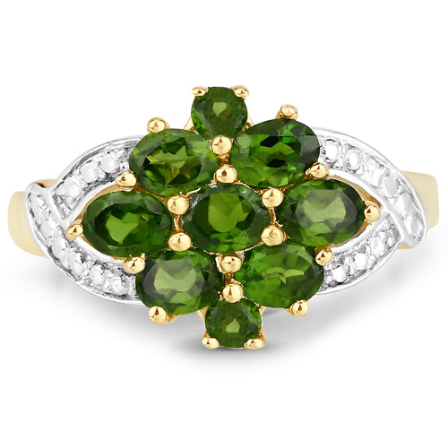 1.26 Carat Genuine Chrome Diopside Sterling Silver Engagement Ring