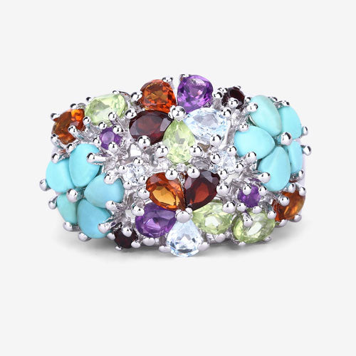 4.03 Carat Genuine Multi-Stone .925 Sterling Silver Engagement Ring