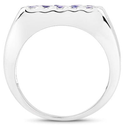 1.75 Carat Genuine Tanzanite Sterling Silver Engagement Ring