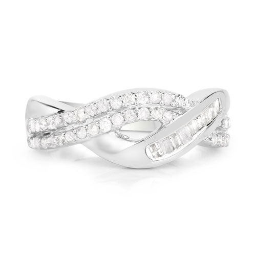 0.47 Carat Genuine White Diamond Sterling Silver Engagement Ring