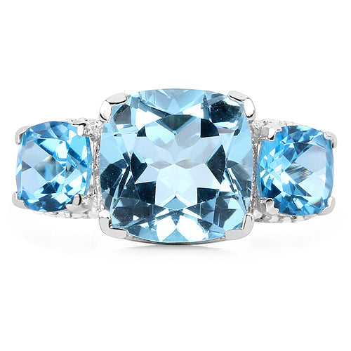 4.40 Carat Blue Topaz Engagement Ring in Sterling Silver