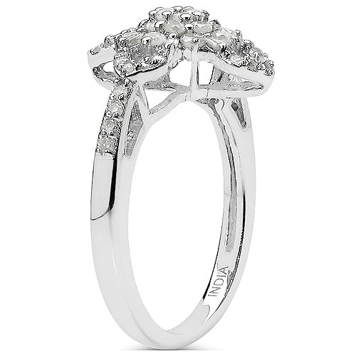 Bague en Argent Sterling avec Diamant Naturel de 0,63 Carat et Diamant Jaune