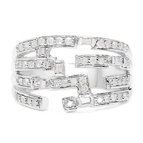 Anillo de Clúster de Diamantes Blancos de 0.60 Quilates en Plata Esterlina
