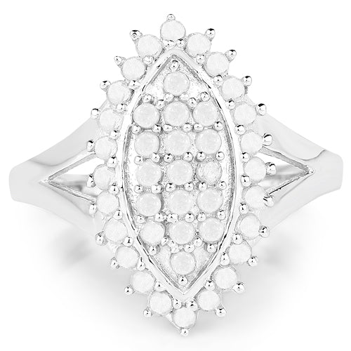 Anillo de Compromiso de Diamante Blanco Genuino de 0.62 Quilates en Plata de Ley