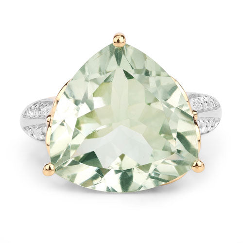 8.08 Carat Green Amethyst & White Topaz Sterling Silver Ring