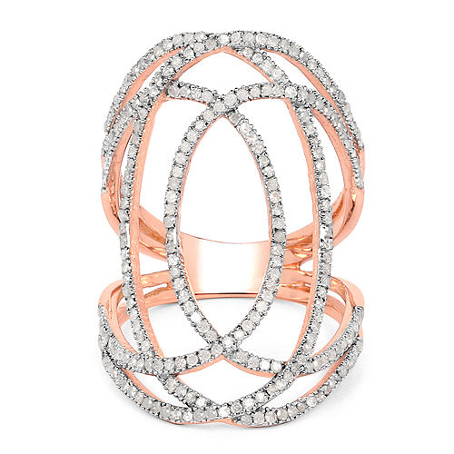 14K Rose Gold Plated 0.73 Carat Genuine White Diamond Ring