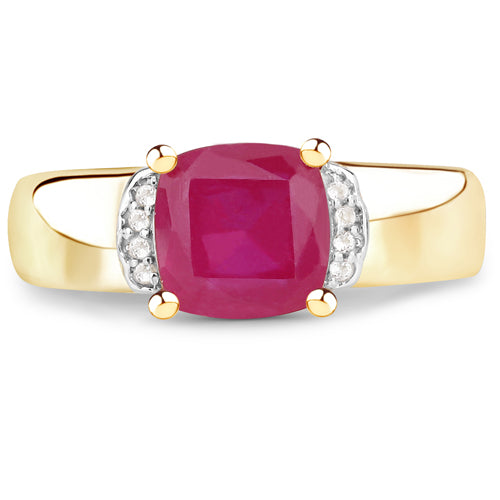 Anillo de plata esterlina con rubí y topacio blanco de 3.44 quilates