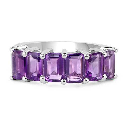 3.30 Carat Genuine Amethyst Sterling Silver Engagement Ring