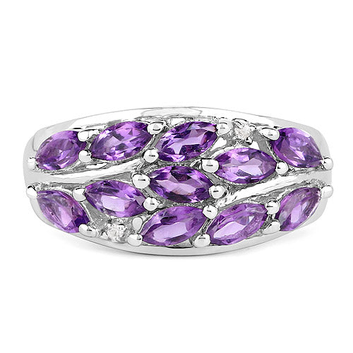 1.67 Carat Amethyst & White Topaz Sterling Silver Engagement Ring