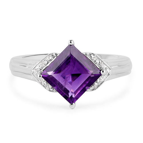 2.55 Carat Amethyst and White Topaz Sterling Silver Ring