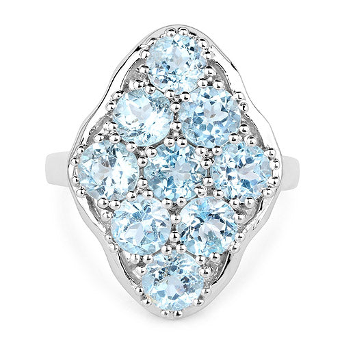 5.40 Carat Genuine Blue Topaz Sterling Silver Ring