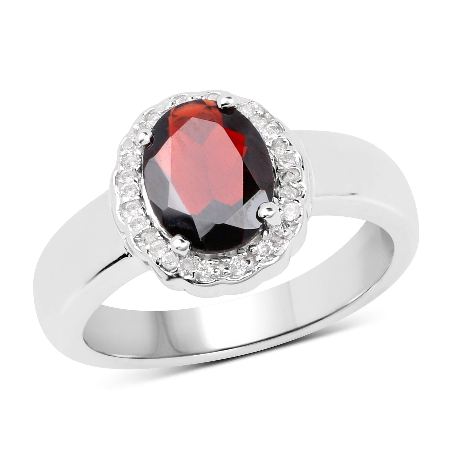 Bague de fiançailles en argent sterling avec grenat de 2,58 carats et topaze blanche