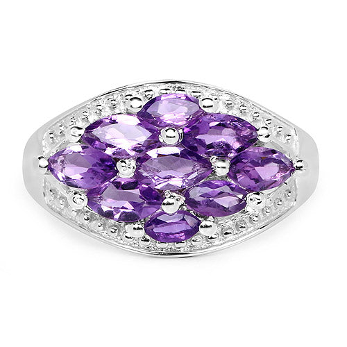 Bague en argent sterling .925 avec améthyste véritable de 1,91 carat