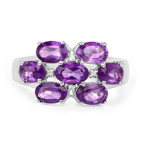 3.05 Carat Amethyst and White Topaz Sterling Silver Ring