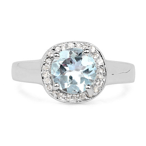 2.37 Carat Blue Topaz & White Topaz Sterling Silver Ring