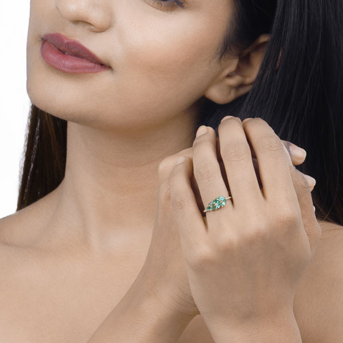 0.68 Carat Zambian Emerald & Diamond 14K Yellow Gold Engagement Ring